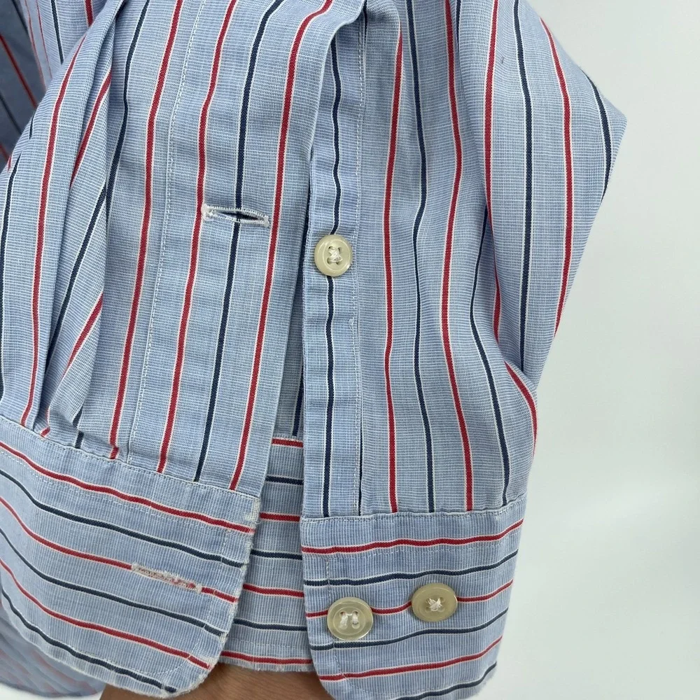 Polo Ralph Lauren Shirt Mens 17 34/35 Blue Striped Yarmouth‎